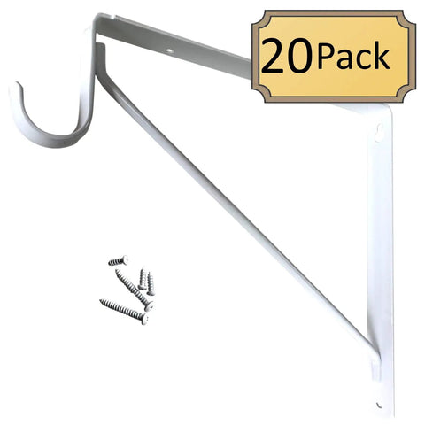 Badass Heavy Duty Welded Closet Rod And Shelf Support Brackets Gloss White Powder Coated Finish 20 Pack with mounting screws.