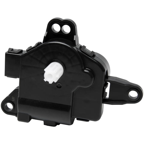 HVAC mode actuator vent control left main, black plastic housing with white spline shaft, front view.