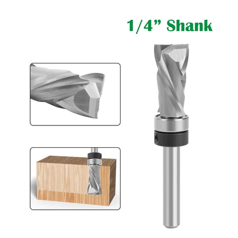 Heavy Duty Compression Flush Trim Router Bit With 1/4 Inch Solid Carbide Shank for Plywood Cuts and Veneer Precision