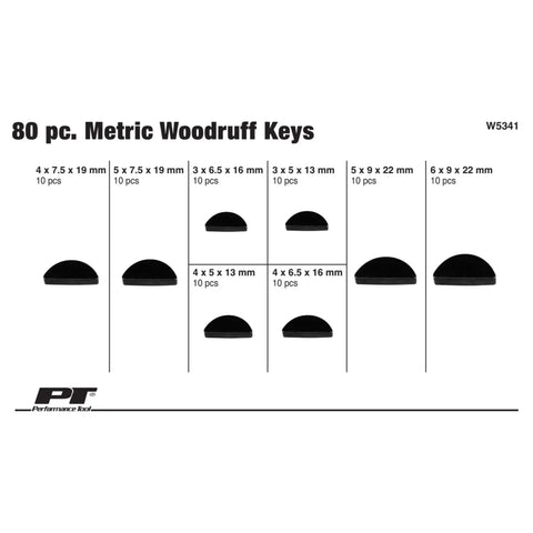 80 Piece Woodruff Key Assortment Metric Set With Eight Popular Sizes In A Resealable Case Built For Quick Repairs And Shop Flexibility For The Pro Hobbyist displayed on chart