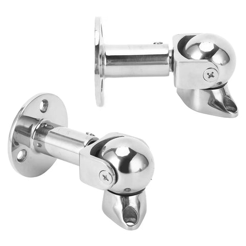 Stainless Steel Marine Magnetic Door Stopper With Self Aligning Rotating Head And Adjustable 3 5 To 4 5 Inch Length shown in polished design.