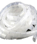 White Spiral Cable Sleeve Wrap 4mm To 30mm Wire Protector Tube Flame Retardant Cover, 25mm Diameter, 2.2 Meter Length