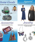 Collage of home goods, apparel, accessories, and jewelry showcasing various products and clothing options for every room and season.