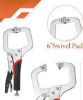 4 Pack 6 Inch C Clamp Locking Pliers Vise Grip Clamps Heavy Duty Welding Clamp With Swivel Pads, shown front view