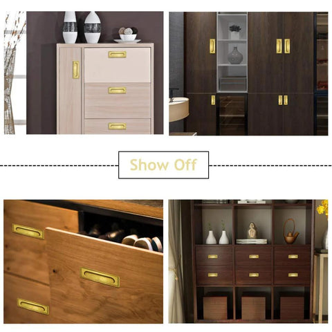 Recessed Brass Cabinet Handle For Kitchen Cabinets Cupboards Wardrobes And Drawers Hidden Flush Mount Pull With Polished Finish