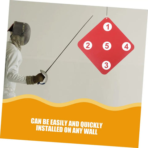 Fencer practicing with Two Pack Dual Sided Fencing Target For Home Use Sturdy Puncture Resistant Training Accessory Easy Wall Mount