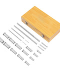 Complete Pro Grade 22 Piece Keyway Broach Kit With 4mm B1 5mm B1 6mm C 8mm C Broaches 5 Shims 13 Bushings in wooden box