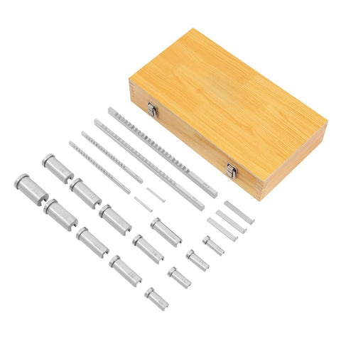 Complete Pro Grade 22 Piece Keyway Broach Kit With 4mm B1 5mm B1 6mm C 8mm C Broaches 5 Shims 13 Bushings in wooden box