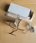 8 Wire Stainless Steel Electrified Hinge For Doors And Gates Heavy Duty Electric Door Hinge with packaging on cardboard surface