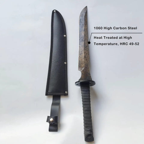 Full Tang Carbon Steel Machete Sword With Leather Sheath For Practice And Outdoor Use Twenty Point Five Inch Blade Built