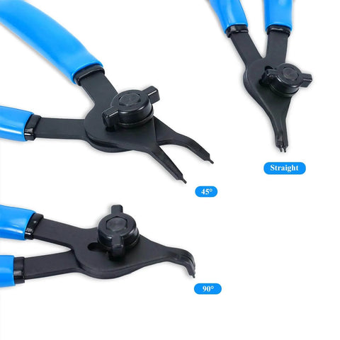 12 Piece Convertible Snap Ring Pliers Set For Internal And External Rings With 0.038, 0.047, 0.070, And 0.090 Inch Sizes, Easy Switch Knob