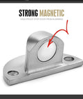 Magnetic Door Stop Set 304 Stainless Steel Brushed Silver No Drill Adhesive Mount With 3M Tape Wall Protector close-up view