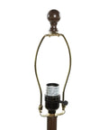 Close-up of Polystone Floor Lamps Set Of 3 With Drum Shades In Brown Finish, showing lamp base fitting details.