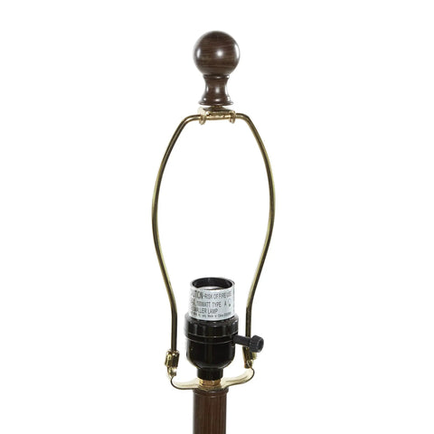 Close-up of Polystone Floor Lamps Set Of 3 With Drum Shades In Brown Finish, showing lamp base fitting details.