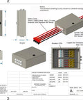Illustration of No Sweat 500A DC Combiner Box 4 To 2 Out Pre Wired Cable Kit with cable connections and dimensions.