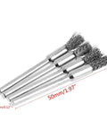 Four Pack 5mm Steel Wire Brushes Polishing Wheel Brush For Tools DIY Friendly Mini Burr Cleaning And Grinding Weld Prep Rust Removal