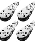 4 Pack Nylon Marine Pulleys With 316 Stainless Steel Bearings, Deck Ready Boat Rope Block For Sailboats, Yachts, and Kayaks
