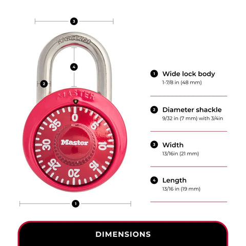 Three Digit Combination Locker Lock Padlock For School And Gym Use, Keyless Security For Lockers, Indoor Use Only, Colors May Vary Red, Preset Convenience And Durable Steel Build, Fits Standard Backset And Door Thickness