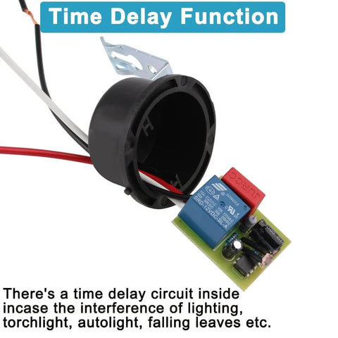 Auto On Off Photocell Night Light Switch Photosensor with time delay feature and circuit board, rainproof, 12V 10A copper wires