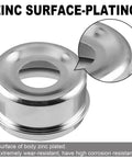 Front view of zinc-plated trailer bearing dust cap, 2.72 in diameter with inner bore
