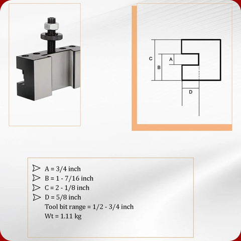 CXA 250-302 Quick Change Boring Turning Facing Holder with dimensions for CNC tool posts 250-333 and 250-300, precision ground.