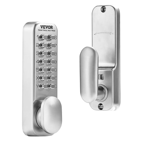 No Battery Needed Mechanical Keyless Entry Door Lock With 14 Key Set Single Side Stainless Steel Waterproof Gate Lock
