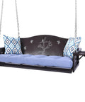 Three Seat Metal Porch Swing With 900 Lbs Capacity Heavy Duty Hanging Bench Upgraded Tray And Cushions Rust Resistant Finish