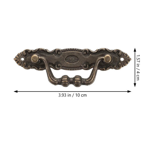 Vintage Cabinet Door Pull Handles Set Of 3 Antique Bronze Old School with detailed design and measurements