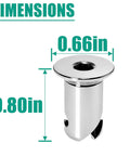 7/16 Inch Stainless Steel Quarter Turn Dzus Button Fasteners Point Five Inch Grip with chrome finish dimensions shown.