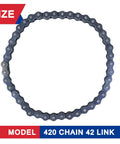 Front 420 Jackshaft Drive Chain Tensioner Breaker Kit With 42 Links for mini bikes, showing 42-link chain.