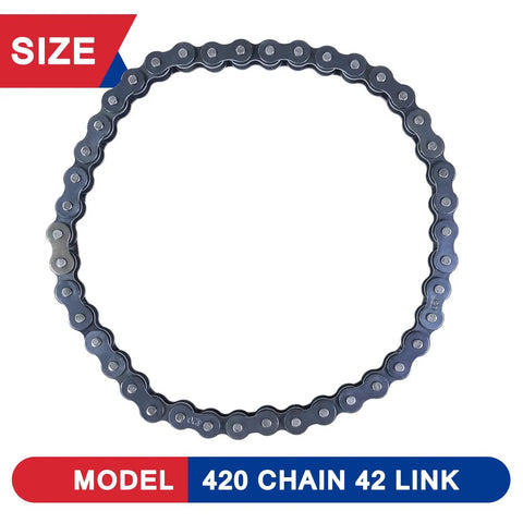 Front 420 Jackshaft Drive Chain Tensioner Breaker Kit With 42 Links for mini bikes, showing 42-link chain.
