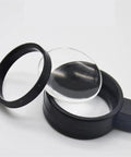 Physical Optics Experiment Box Set With Hands On Convex Lens Imaging Equipment For Students Light Source Physics Teaching Kit Focal Length Measurement And Image Formation Lab Tools Durable Plastic Glass Safe Burr Free Design convex lens and black mounting rings on white background