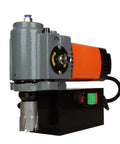 High Performance Brushless Magnetic Drill Press Low Profile Portable Design Light Weight For Industrial Core Drilling And Home Improvement Projects Heavy Duty Metal Processing With Power Up To 1300W Durable Construction Easy Setup Fast Drilling Speeds, angled view showing motor and controls.