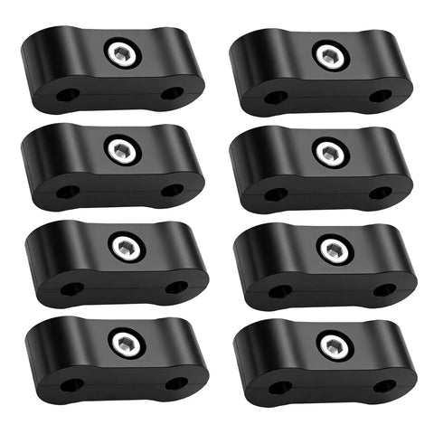 Premium 8 Pack Brake Line Separator Clamp Kit For 3/16 Inch Lines With Solid Aluminum Clamps Heavy Duty Screws And Pro Wrench Tool To Fix Your Ride Smoothly Today, eight black clamps