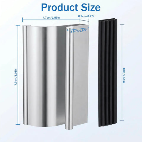 Top Shelf Aluminum Glass Shower Door Handle Replacement For Frameless Sliding And Swing Bathroom Doors Easy Swap Tub Enclosure Pull No Sweat Heavy Duty Hardware Set dimensions with metal handle and rubber gaskets.
