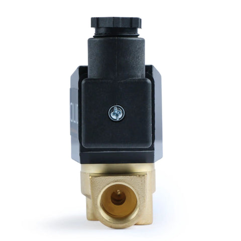Front view of Solid Brass 3/8 Inch NPT Electric Solenoid Valve 12V DC Normally Closed With Viton Seals For Air Water Oil Fuel