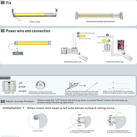 Installation instructions for AM25 12V DC Tubular Roller Blind Motor With Built In Limit Switch Adjustable By Allen Wrench