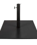Beefy 38.5 Pound Steel Umbrella Base Square Weighted Patio Stand For Outdoor Backyard Market Umbrellas Sun Shade With Tightening Knob And Anchor Holes Black shown from top angle