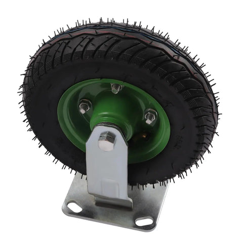 Eight Inch Pneumatic Caster Wheels Heavy Duty Rubber Inflatable Tires Four Piece Set with a swivel caster and rubber tire.