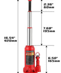 3 Ton Double Ram Hydraulic Bottle Jack With 6.5 To 16.5 Inch Lifting Range Portable Car Jack In Carrying Case designed for heavy lifting.