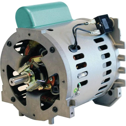 Rock Solid Cast Iron 2HP Big Bore Air Compressor motor close-up showing internal components and design details.