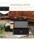 Everyday Handy Portable Tool Storage Case For Home And Car Tools Lockable Metal Toolbox With Built In Organizer shown open outdoors