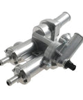 Straight Swap Engine Thermostat Housing And Water Outlet For Chrysler 200 Compass Caliber 4884571AB silver aluminum assembly with ports.