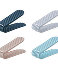 Double Deck Vertical Shoe Slot Organizer With Adjustable Two Tier Design Optimized To Claim Prime Floor Space And Keep Your Daily Kicks Stacked Tight Without Extra Closet Clutter in four colors, displayed from above.