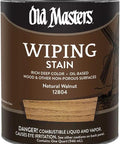 Natural Walnut Wiping Stain For Wood Projects Straight Up Easy Clean Application in quart can with rich deep color.