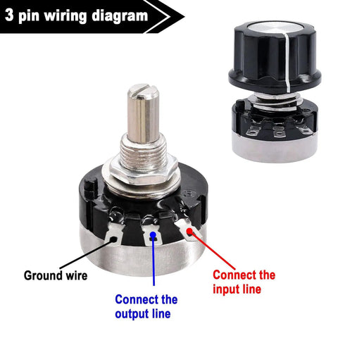 Two Pack 20K Potentiometers RV24YN20S Rotary Single Turn Carbon Film Taper Potentiometer For Inverter Speed Control And Motor Regulation Includes A03 Knobs And Dials B203 20K Ohm with wiring diagram.