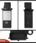 8-Pin Mass Air Flow Sensor 23262343 Direct-Fit Replacement For Chevy Silverado 1500 2014-2019 front, back, and pin view