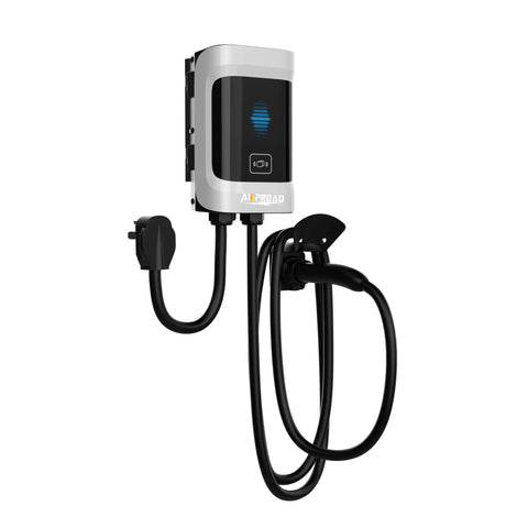 iHorn P9 Level 2 EV Charger 240V 40A Home Flex Wall Charger With 18ft Cable 9.6kW Fast Charging WiFi Bluetooth App Control RFID OCPP Ready ETL Certified mounted on wall