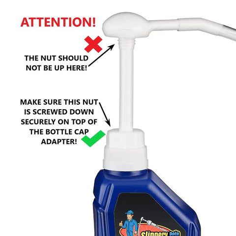 Fluid Transfer Pump For Gallon And Wide Mouth Quart Bottles, 30cc Per Stroke, Four Thread Sizes Fit Most Bottles, Easy Interchange, 24 Inch Flexible Tube For Gear Oil, Transmission Fluid, Antifreeze on blue bottle