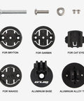 Beefy Adjustable Out Front Bike Computer Mount accessories, multi-brand fit, aluminum base, 1-1/8 inch steerer tube compatibility.